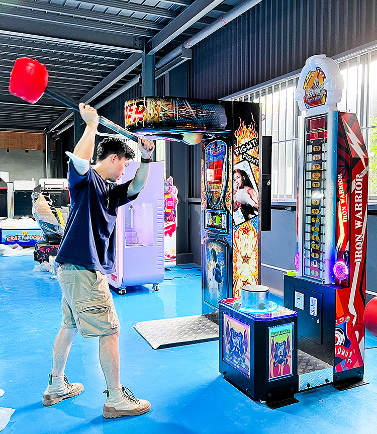 Coin Operated Arcade Game Hitting Hammer Punch Boxing Hammer Game Machine For Sale manufacture