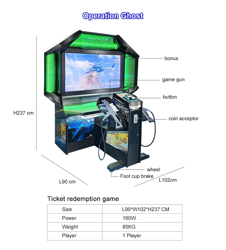 Indoor Amusement Coin Operated Kids Shooting Arcade Game Machine 55 LCD Operation Ghost Shooting Game For Sale supplier