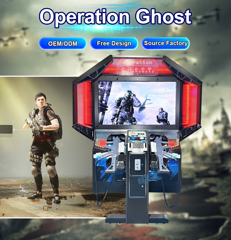 Indoor Amusement Coin Operated Kids Shooting Arcade Game Machine 55 LCD Operation Ghost Shooting Game For Sale supplier