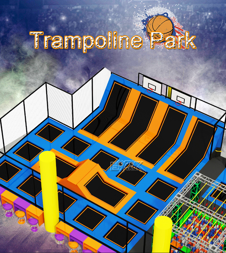 Large Indoor Trampoline Place With Rope Course details