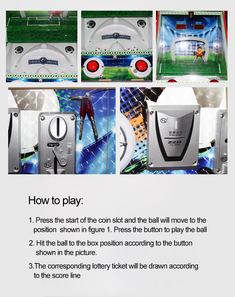 Indoor Amusement Coin Operated Arcade Happy Soccer Lottery Ticket Prize Game Machine details