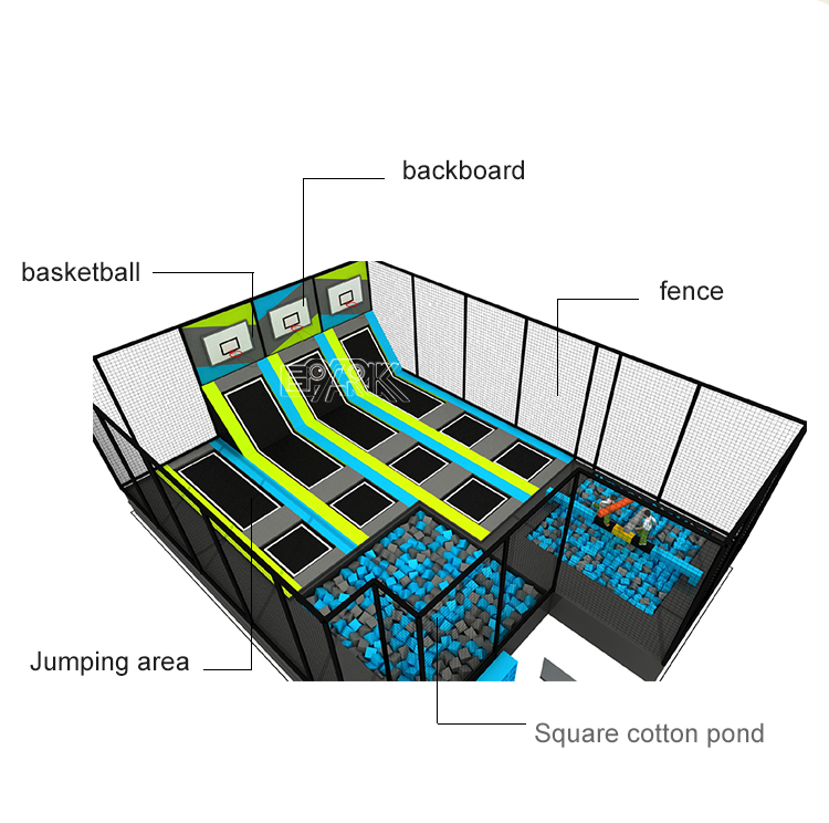 China Manufacturer Custom Children Commercial Playground Indoor Adult Adventure Pak Trampoline Park details