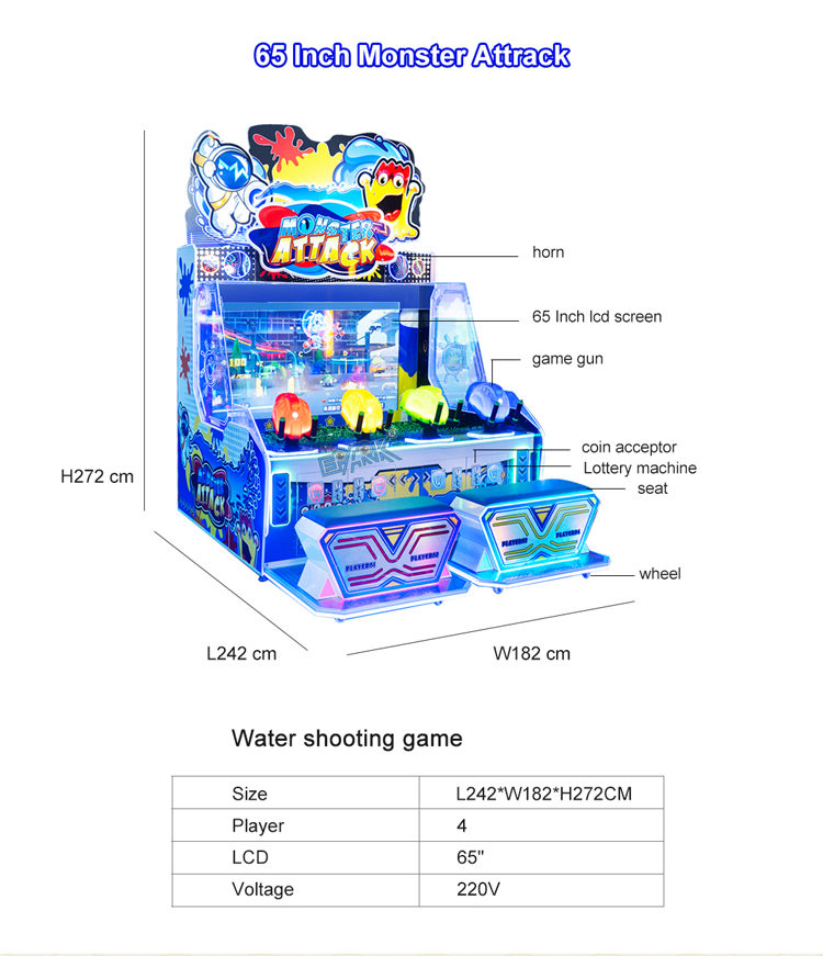 Coin Operated Game Machine Lottery Redemption Water Shooting Game Machine factory