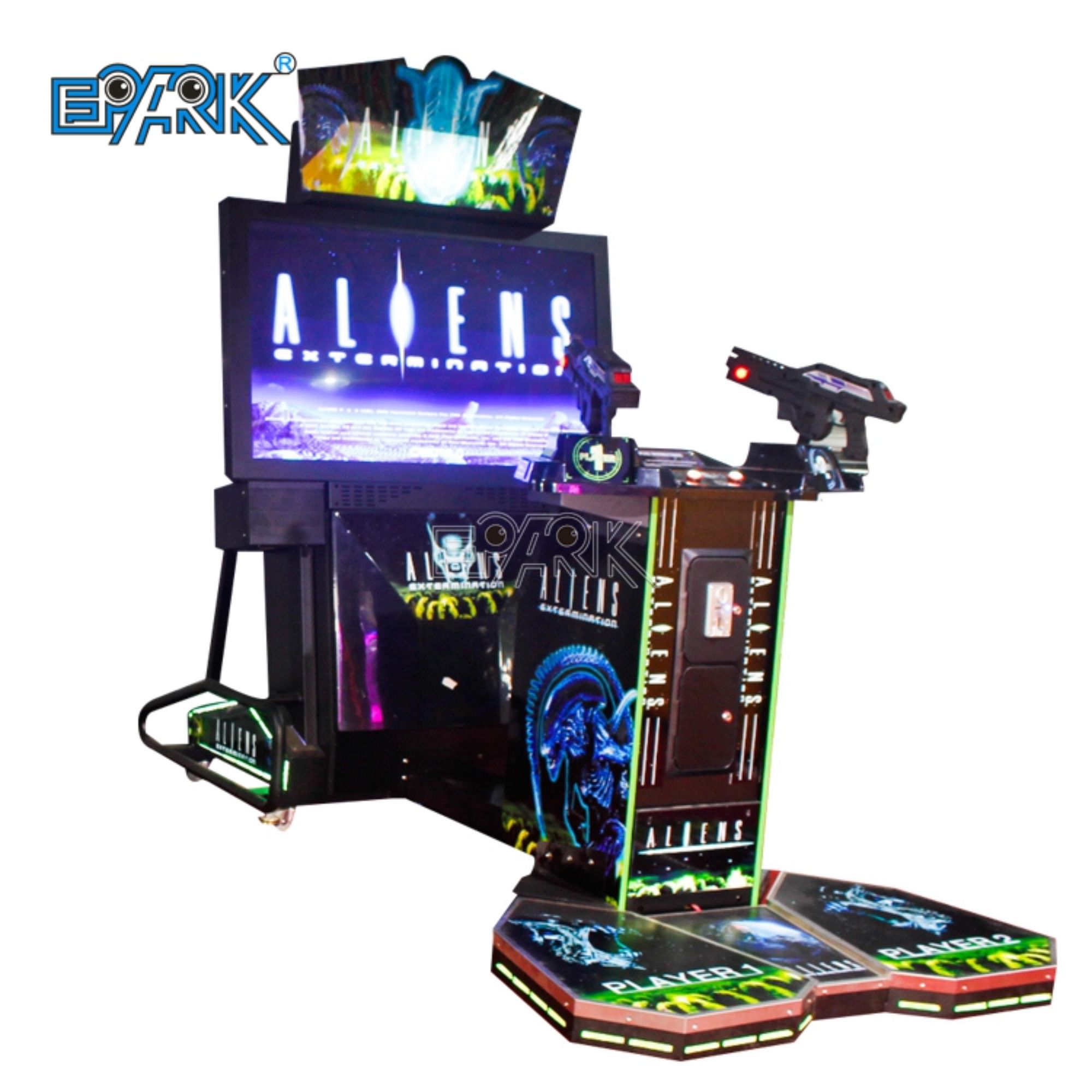 Coin Operated 2 Players 55 Inch Lcd Video Gun Game To Destroy The Alien Shooting Simulation