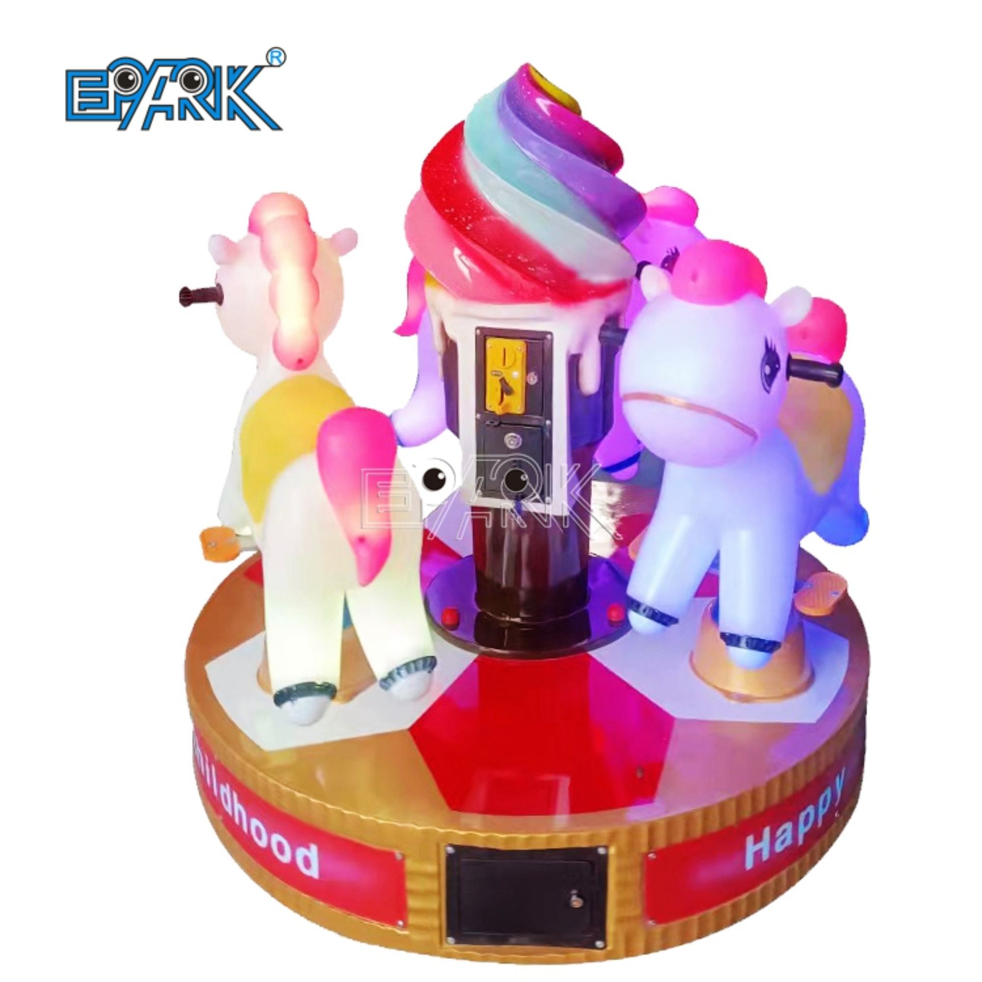 Amusement Park Merry Go Round Kids Carousel Horse 3 Seats Mini Carousel For Sale
