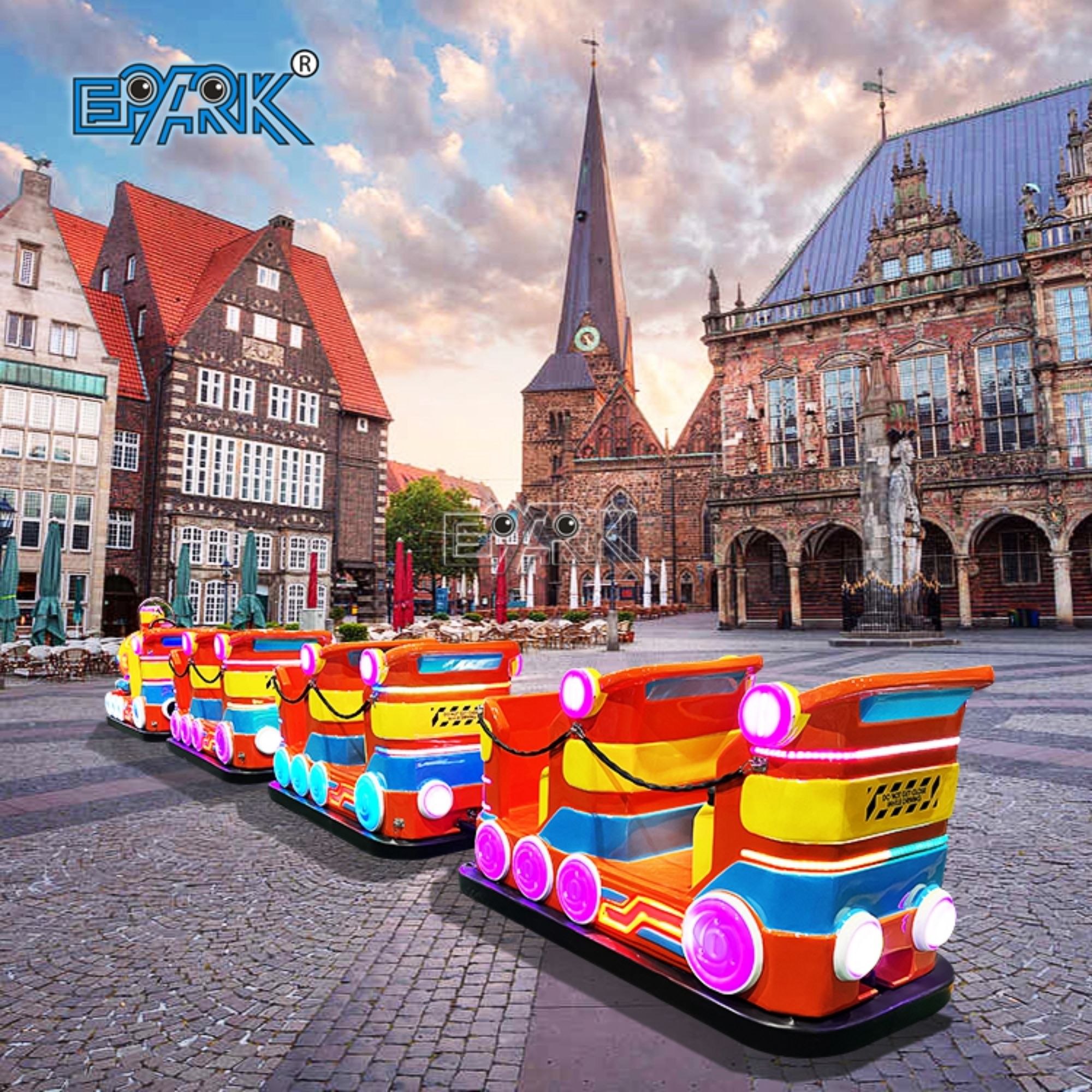 High-Power Train Head Tow 3 New Double-Row Carriages Electric Train Rides