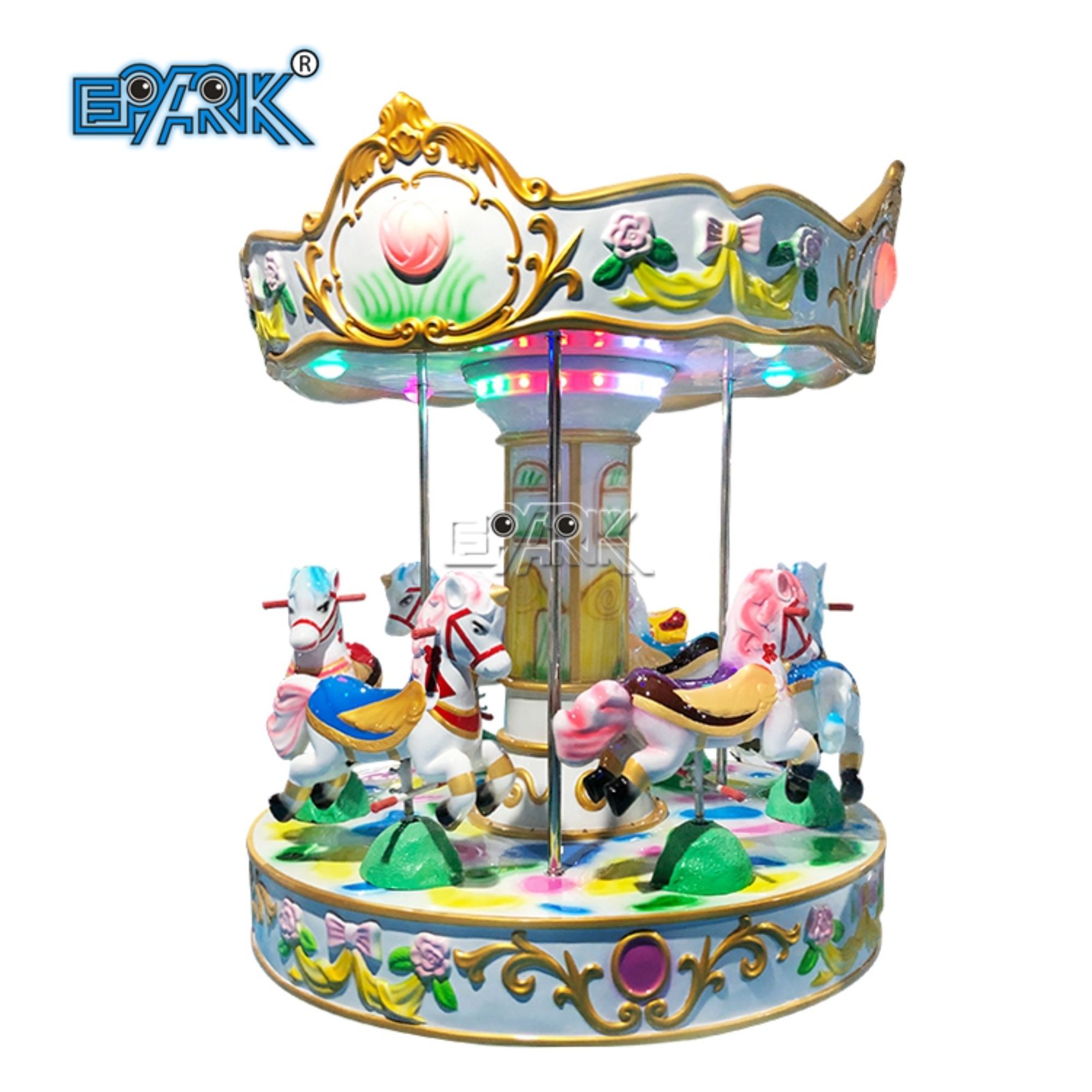 Amusement Park Kids Arcade Machine Children Merry Go Round Coin Operated 6 Seats Carousel