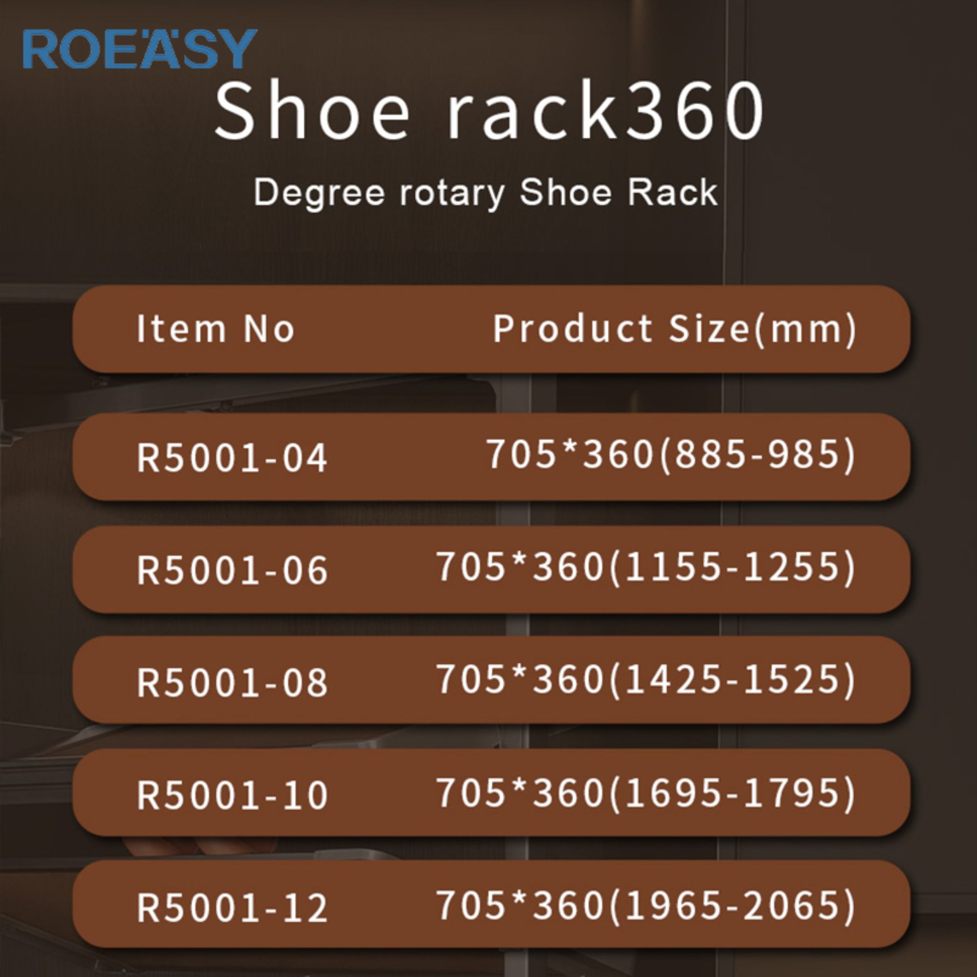 Roeasy R5001 Popular Design 360 Degree Rotating Shoe Rack Adjustable