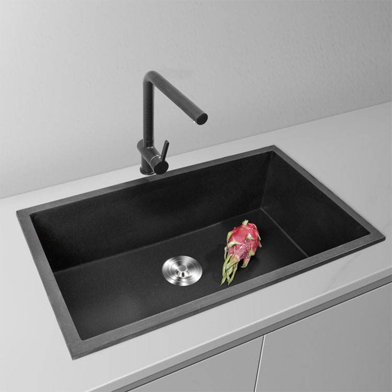 Modern Luxury Vanity Top Mounted Composite Black Granite Quartz Sink