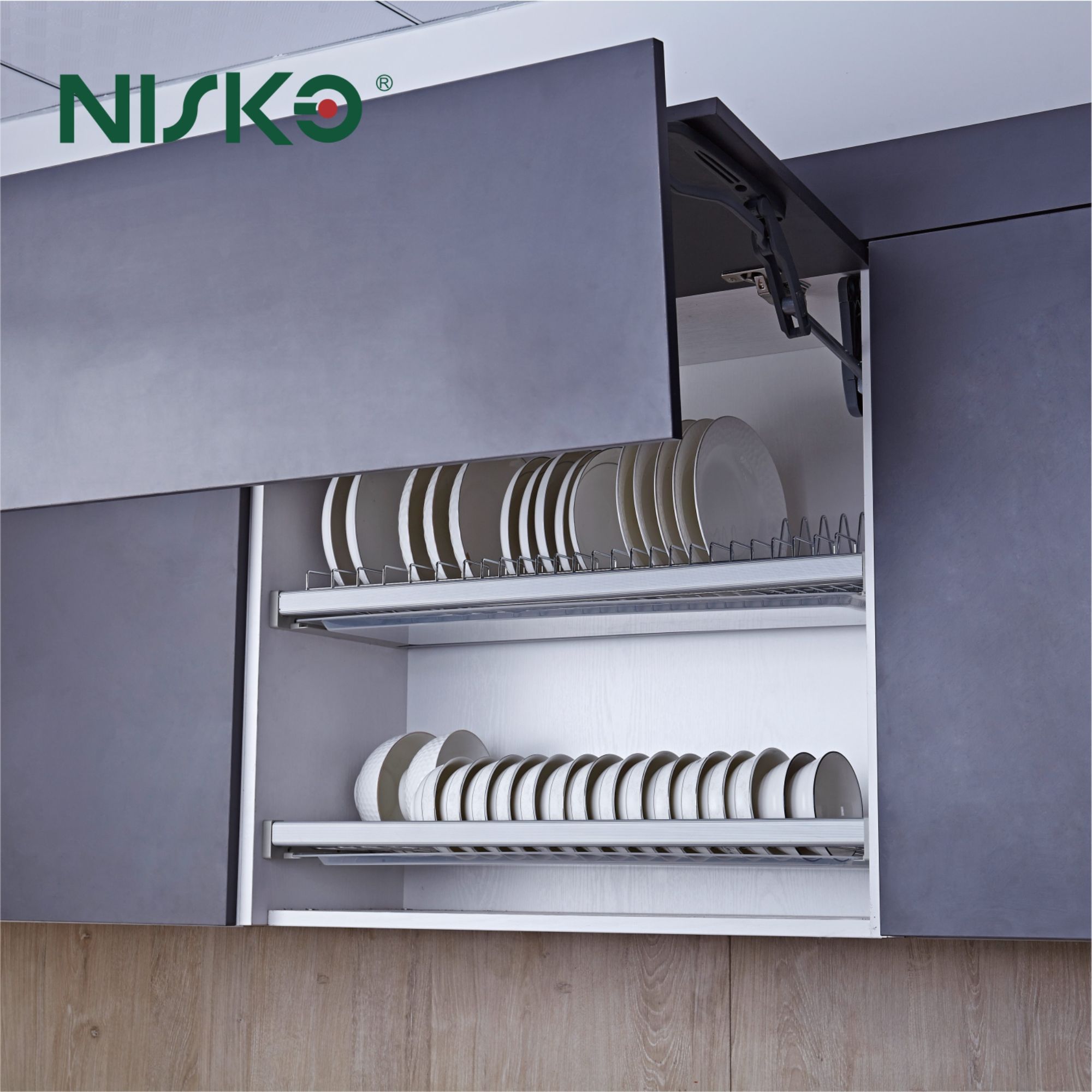 Modern Stainless Steel Hanging Dish Rack With Drying Basket