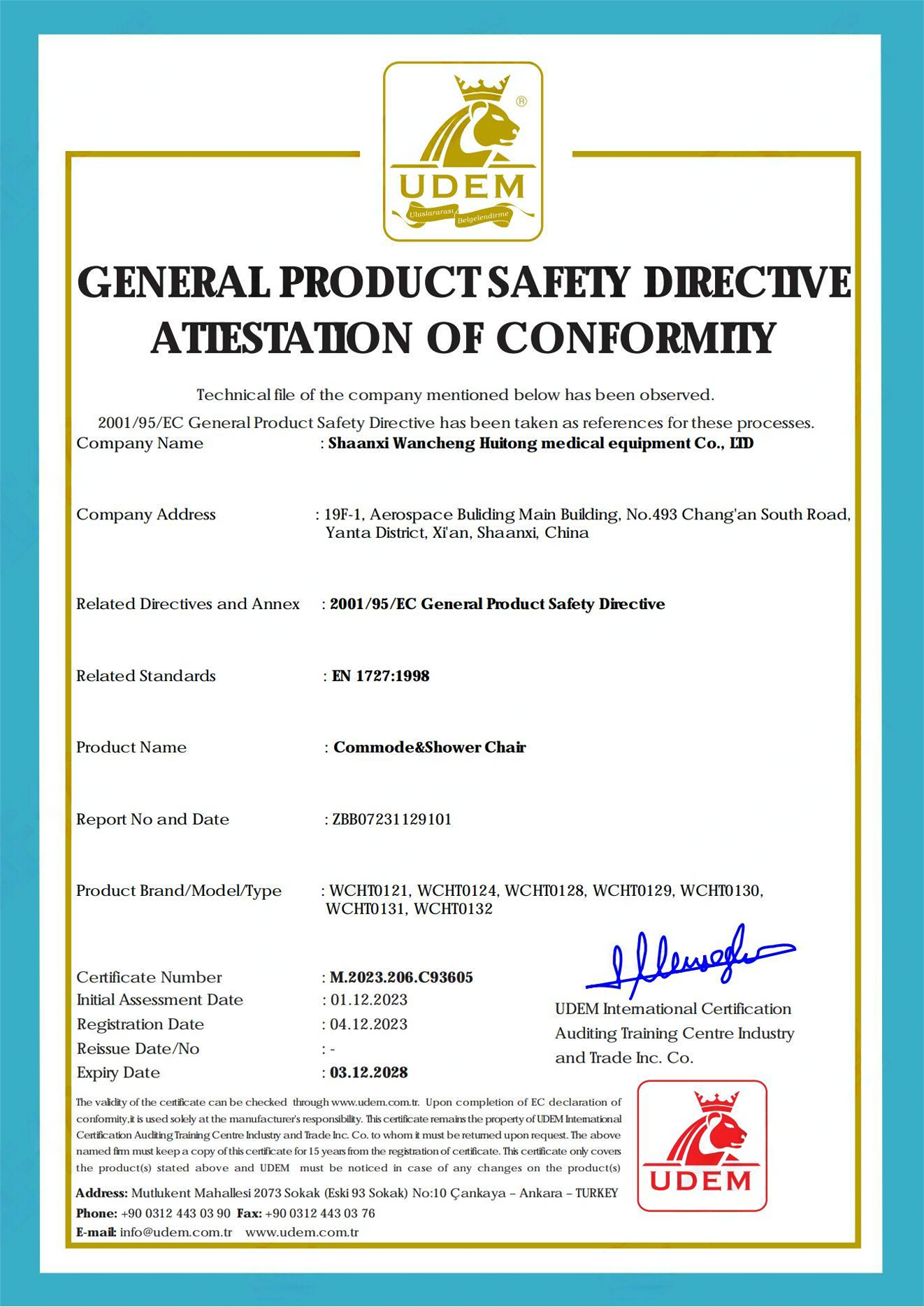 Шaanxi Wancheng Huitong Medical Equipment Co. , Ltd. продукттери CE сертификатын аткарып жетти, убакайлыктык интернационалдук стандарттарды көрсөтөт