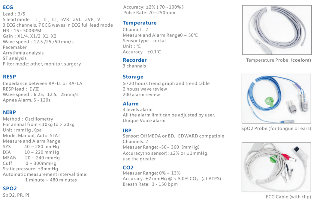 Portable Vet Multi-parameter Monitor Animals Medical Equipment 15inch Veterinary Monitor details