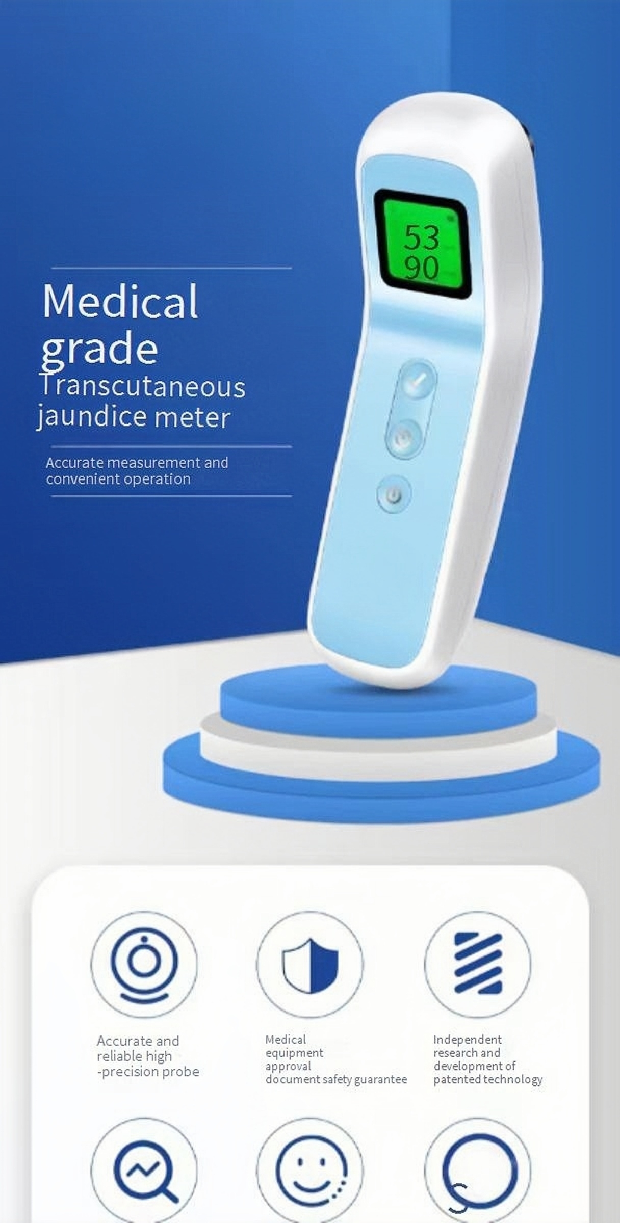 Infant Care maternity post-natal 3.7V Rechargeable baby jaundice for accoucheur neonatologist pediatrician Bilirubin Analyzer details