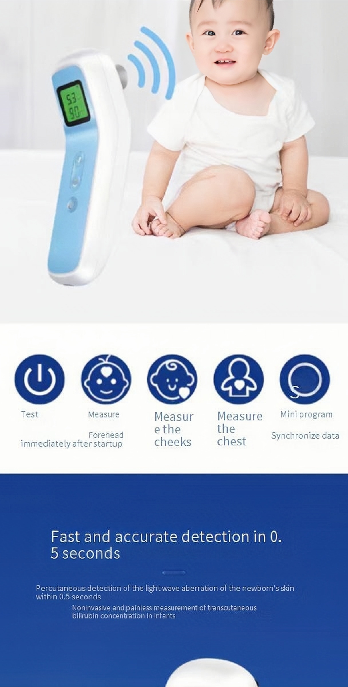 Infant Care maternity post-natal 3.7V Rechargeable baby jaundice for accoucheur neonatologist pediatrician Bilirubin Analyzer details