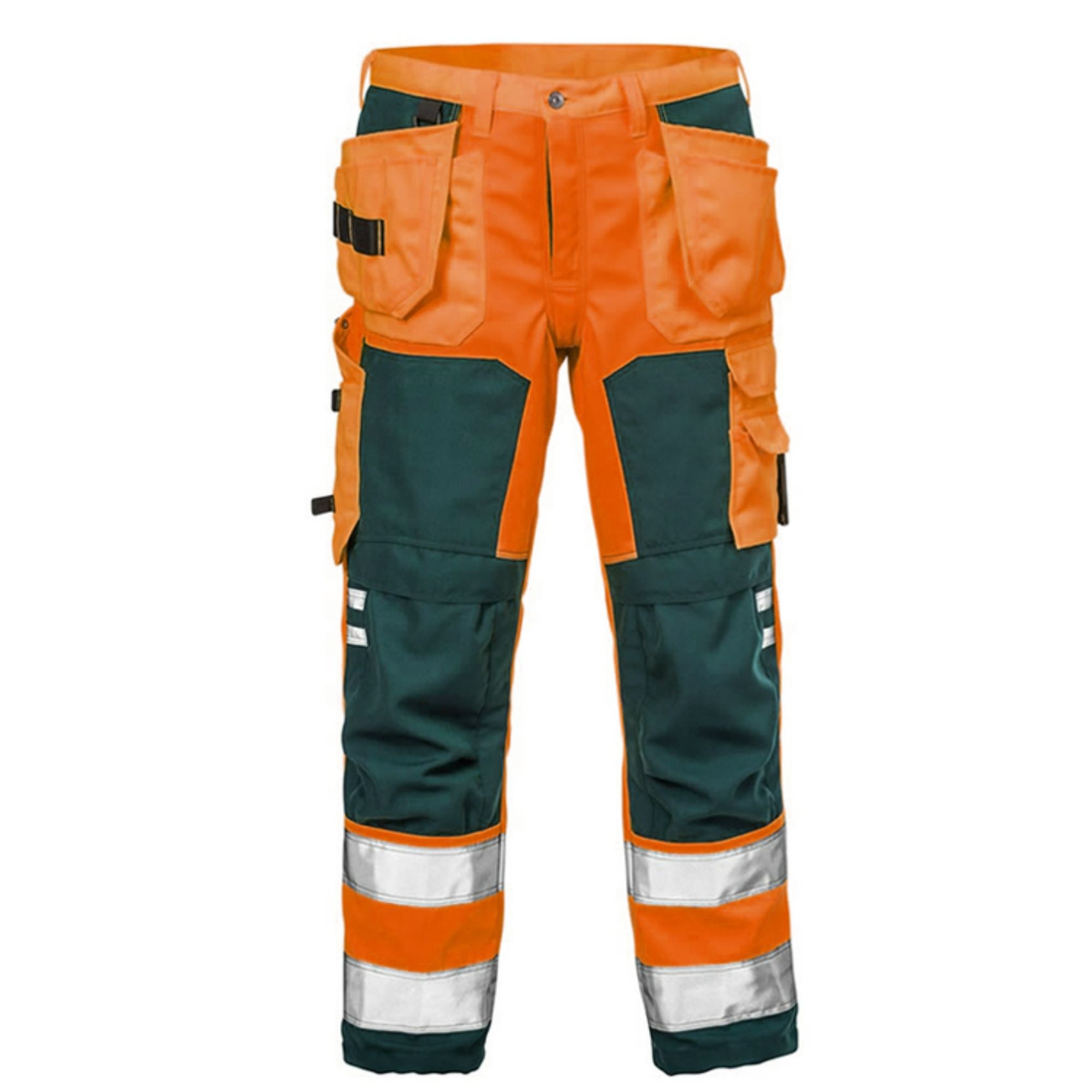 Hi Vis Reflective Safety Work Cargo Pants For Traffic Railway Road Mining Multi-Pocket Waterproof Oil Proof Orange Hi Vis Trousers