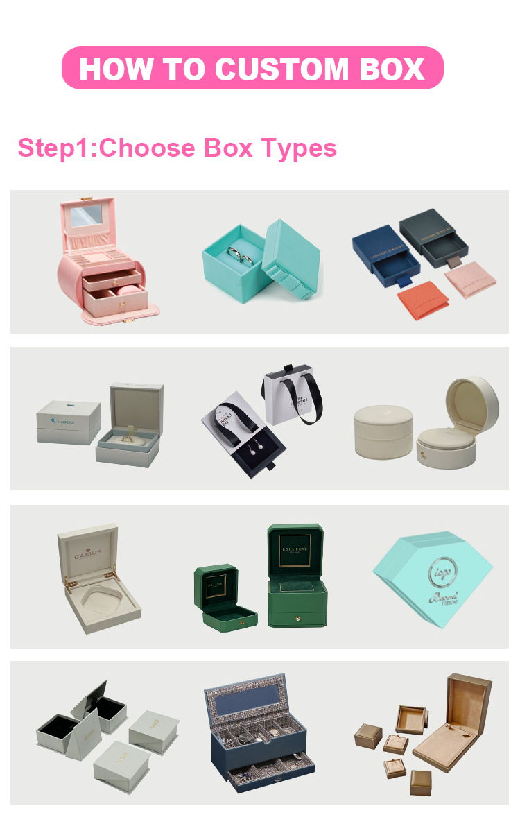 Luxury custom logo wholesale jewelry velvet earrings necklace bracelet packaging box leather small large ring jewelry box manufacture
