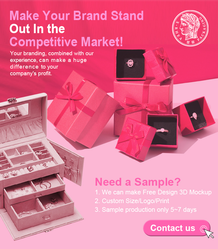 Luxury custom logo wholesale jewelry velvet earrings necklace bracelet packaging box leather small large ring jewelry box supplier