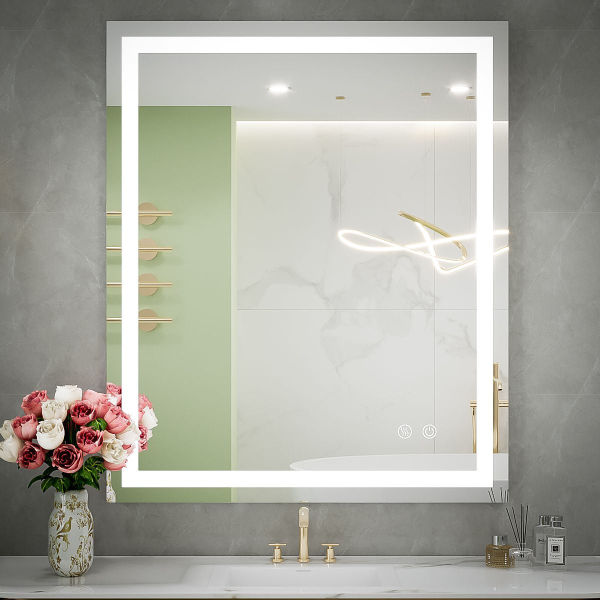 Kahnpan 30x36 Inch LED Mirror, Bathroom Mirror With Light, Frameless ...