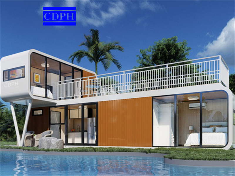 Detachable Luxury Model 40ft 20ft 2 Story Prefab 3 Bedroom 2 Bath Apple Pod Cabin With Kitchen