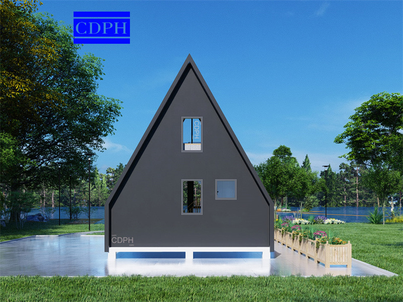 Forest Housing A-shaped Triangular Steel Structure Wooden House for Sale