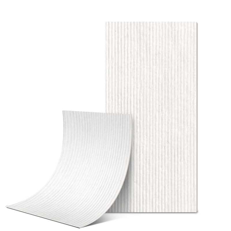 Flexible Ceramic Tile Round Line Stone Cream White