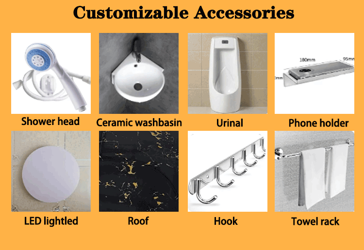 Ready To Use Prefab House Chemical Toilet Outdoor Mobile Toilet  Piece Mobile Toilet Trailer Portable Bathroom Cabin factory