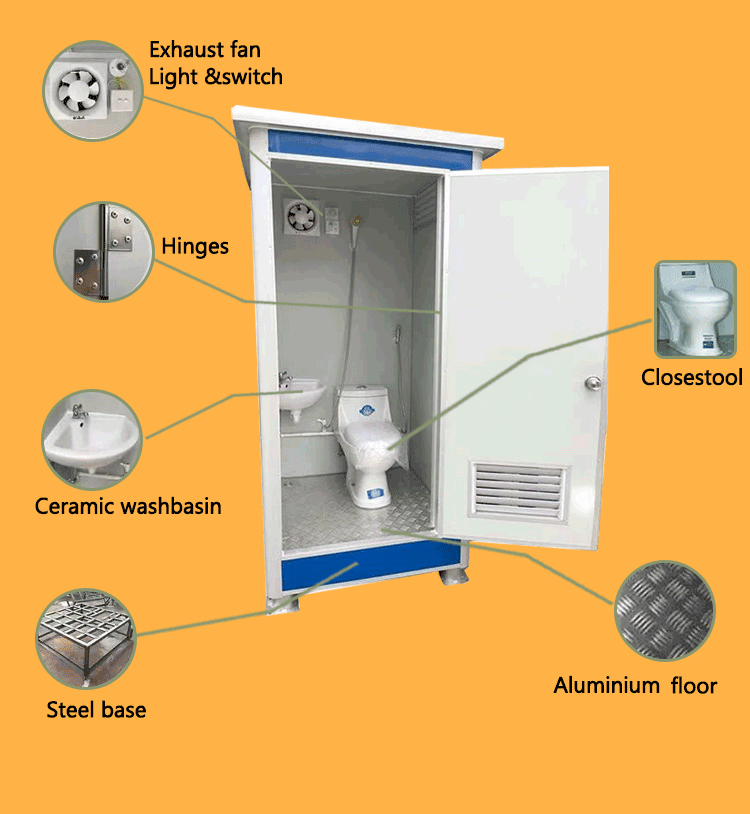 Ready To Use Prefab House Chemical Toilet Outdoor Mobile Toilet  Piece Mobile Toilet Trailer Portable Bathroom Cabin manufacture
