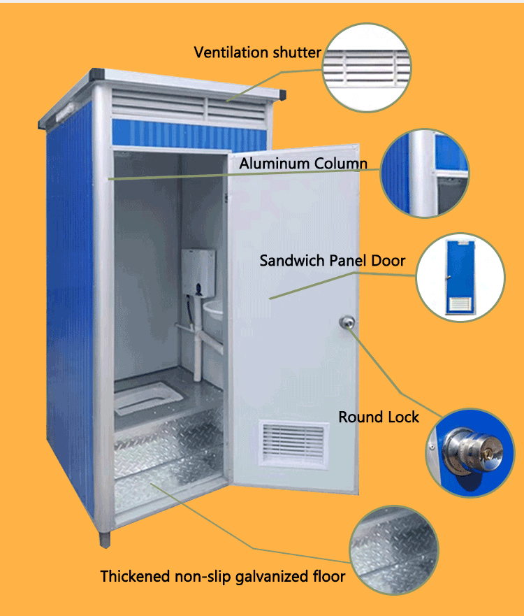 Ready To Use Prefab House Chemical Toilet Outdoor Mobile Toilet  Piece Mobile Toilet Trailer Portable Bathroom Cabin supplier