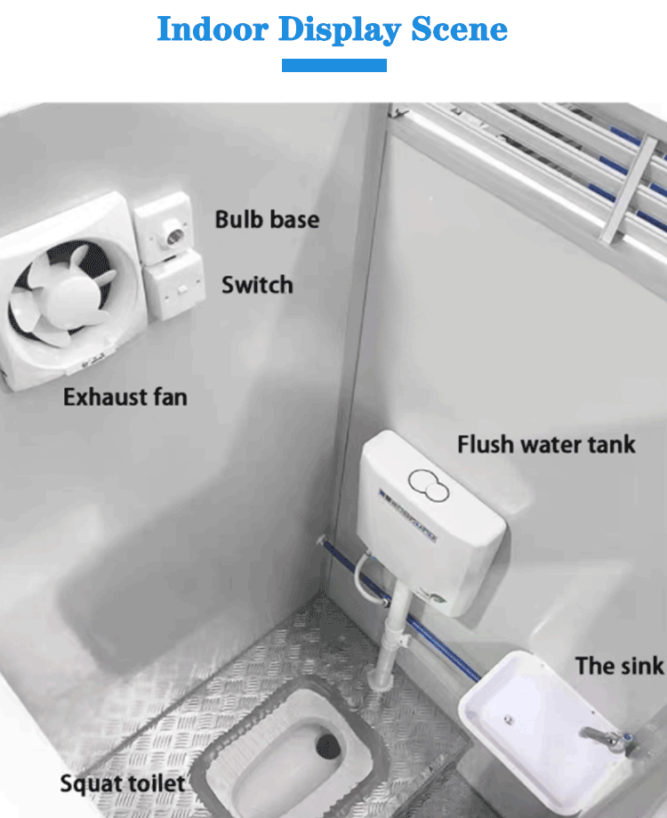 Ready To Use Prefab House Chemical Toilet Outdoor Mobile Toilet  Piece Mobile Toilet Trailer Portable Bathroom Cabin factory