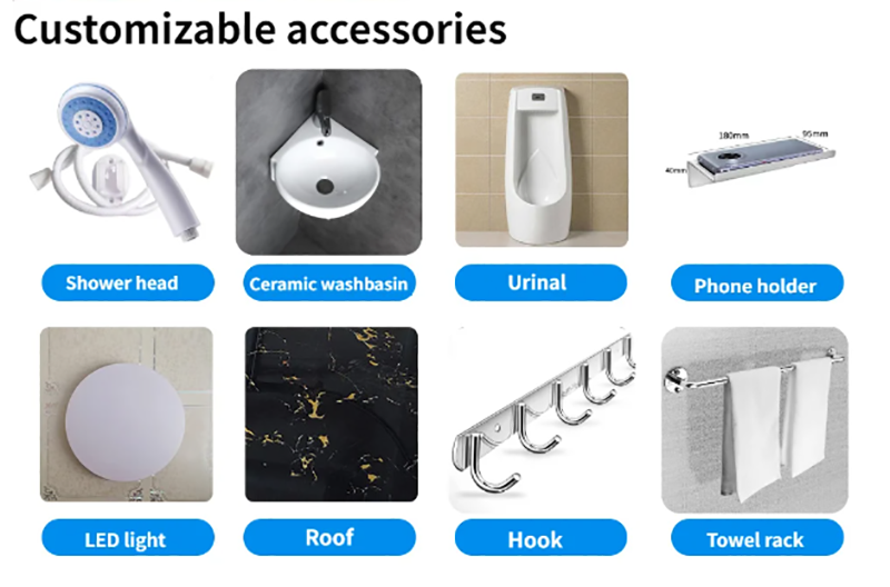 Modern Prefab Portable Mobile Toilet Bathroom Outdoor Public Cabin For Camping Restroom Shower Modern 1 - 49 units details