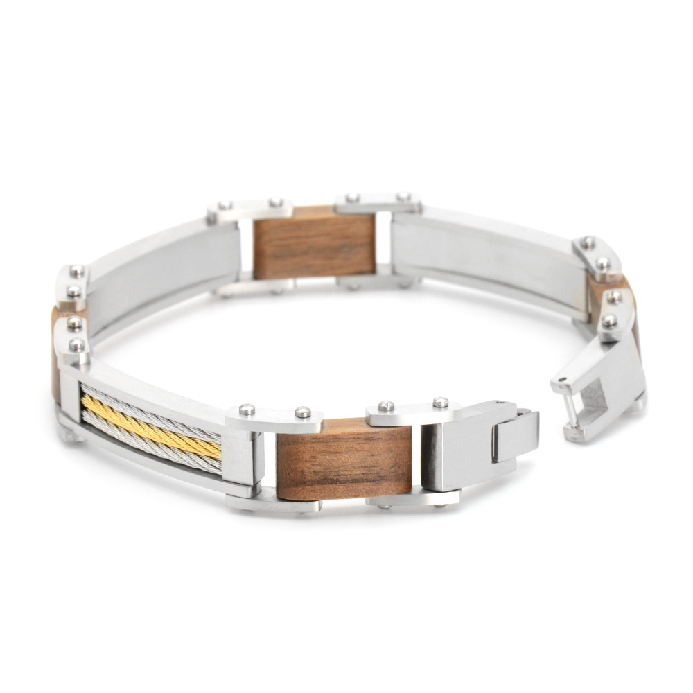 Wholesale no bracelets logo stainless steel metal bracelets wood handcuff bracelet for girls and women details