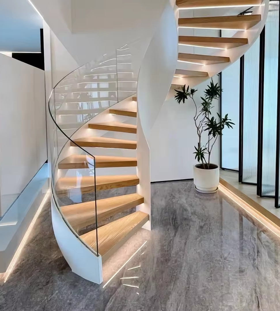 Installation and Care of Double Building Curved Stairs