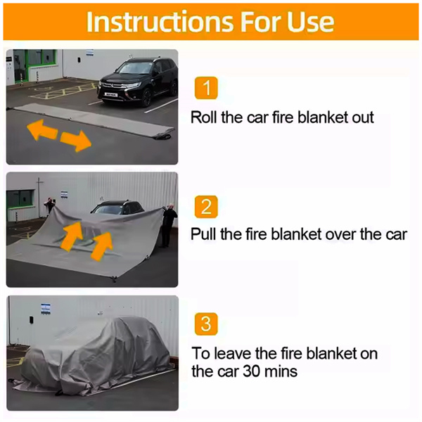 Bezpečné uhasování požáru v autě pomocí ohnivzdorného pláště