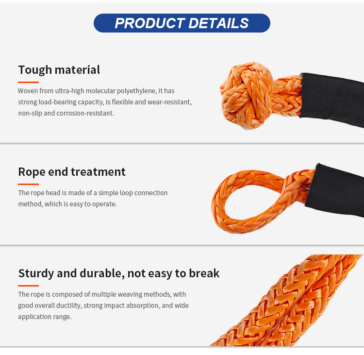 Universal 4X4 4WD UTV SUV Offside Stretch Tow Rope Uhmwpe Warshada Shackle