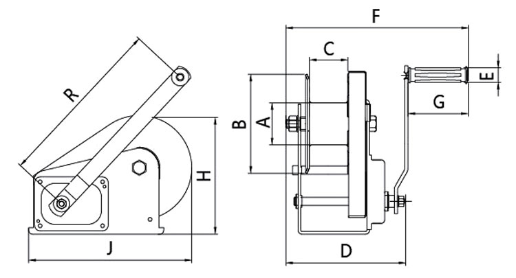 Torno manual para barco de acero inoxidable 1200bls de alta resistencia con fabricación de freno