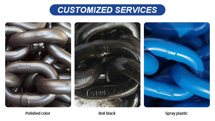 High quality G100 Blackened Hot-dip Galvanized Chain for Lifting details