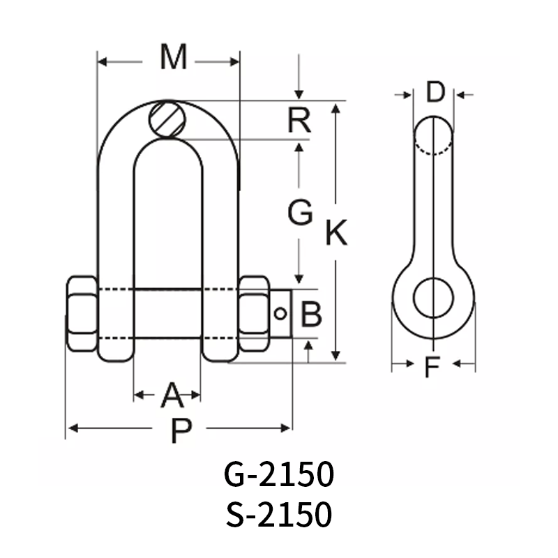 Shackle bolt forged G2150 bolt type d ring shackle supplier