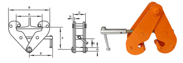 Heavy Duty 1ton 2ton I Type Lifting Construction Beam Clamp details