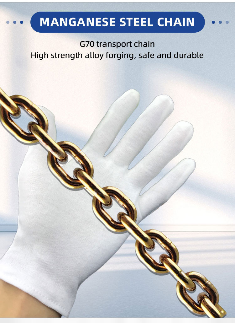 G70 yellow zinc plated transport tow chain with clevis grab hook factory