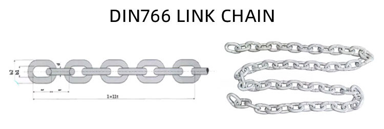 Galvanized iron chain DIN766 2mm to 32mm welding galvanized link chain details