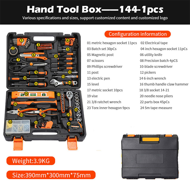 Cutie de scule 43 buc set de instrumente electrician set de unelte mecanice acționate manual din fabrică