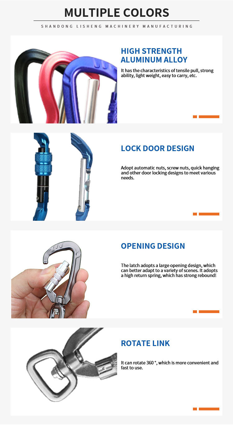 Aluminum Hiking Carabiner Climbing 4KN Swivel Snap Hook supplier