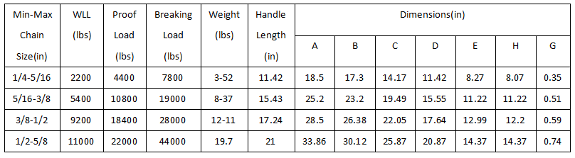 3/8-1/2 inch lastbinder met hendel en grijphaakdetails