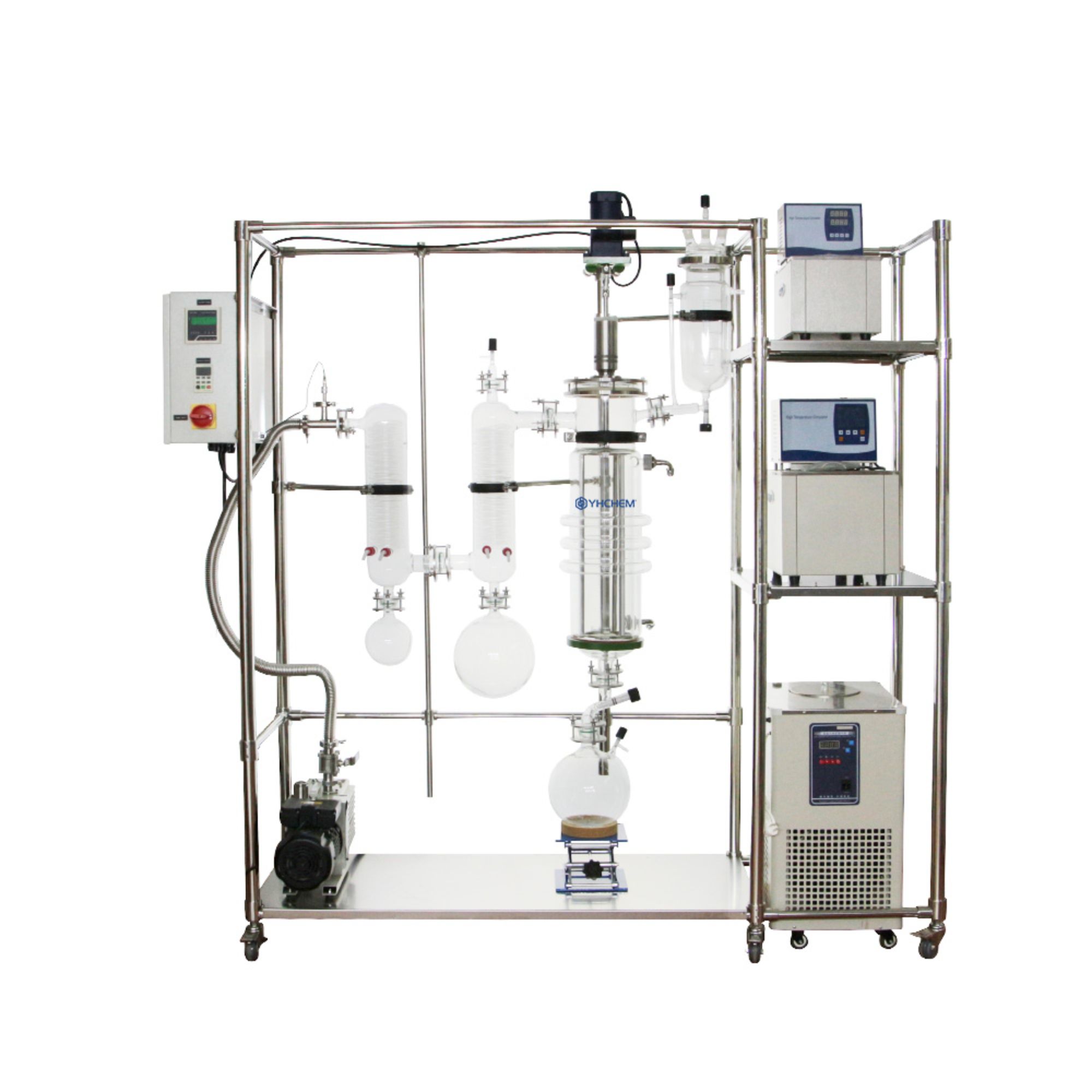 YWF-100 stakleni sustav za destilaciju tankog filma Područje isparavanja: 0.15 ㎡ Kapacitet obrade: 0.1~5L/h