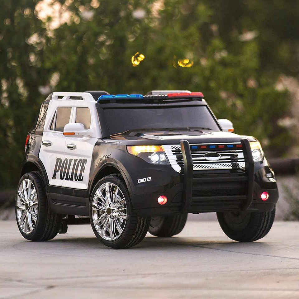 Battery Toys New Police Electric Kids 12V Electric Police Ride On SUV Black Children Car factory