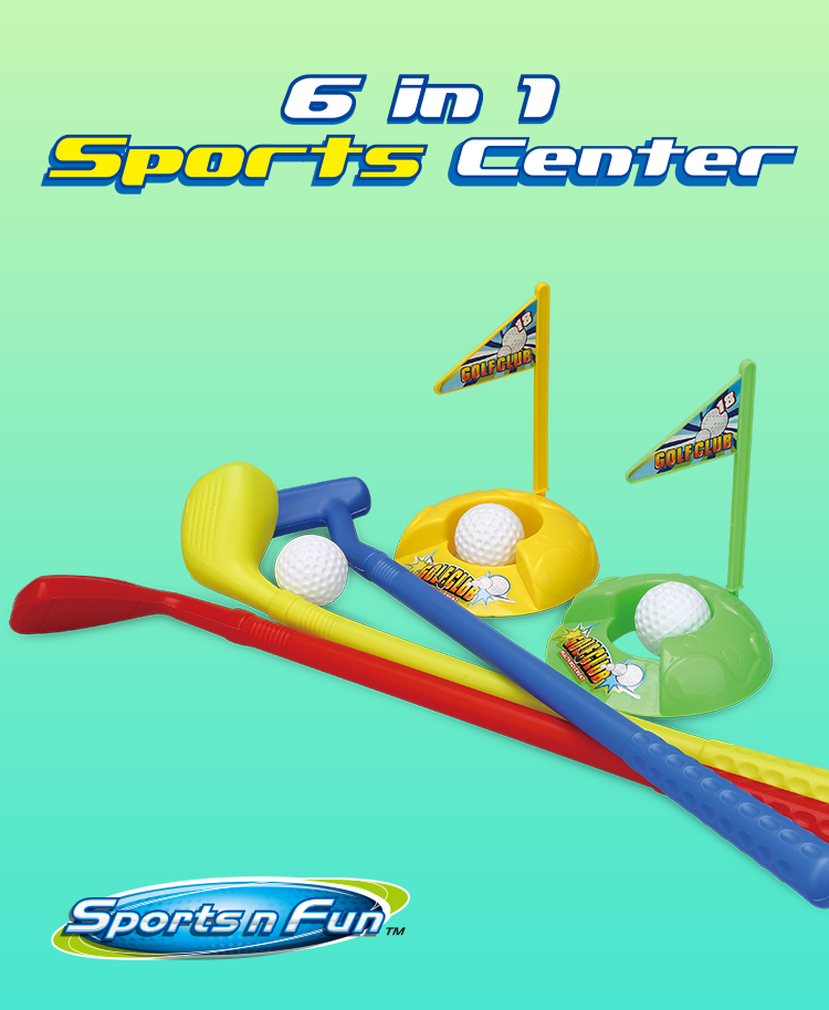 SPORTS N FUN - 6 in 1 Sport Toy Set Kids Tennis Golf Flying Disc Boomerang Cross Collar & Catch Ball Sport Combo w/ Portable Bag factory