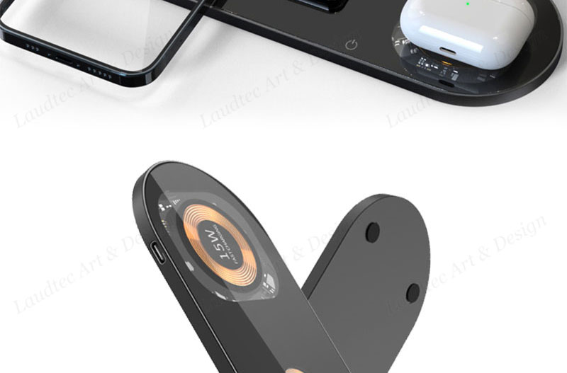 Laudtec KC013 4 In 1 Fast Stand Smart Watch Magnetic Foldable Mobile Phone Chargers Wireless Charger For Iphone Samsung factory