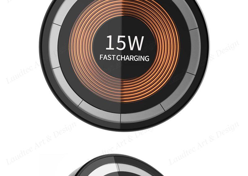 Laudtec KC007 Transparent 15W Foldable 2 In 1 Fast Stand Portable Mobile Phone Chargers Wireless Charger For Iphone Samsung details