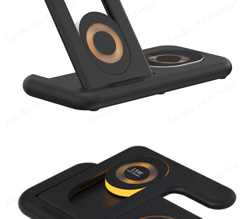 Laudtec KC016 Transparent 5 In 1 Stand Glass Plates 15W Fast Mobile Phone Chargers Wireless Charger For Iphone Samsung supplier