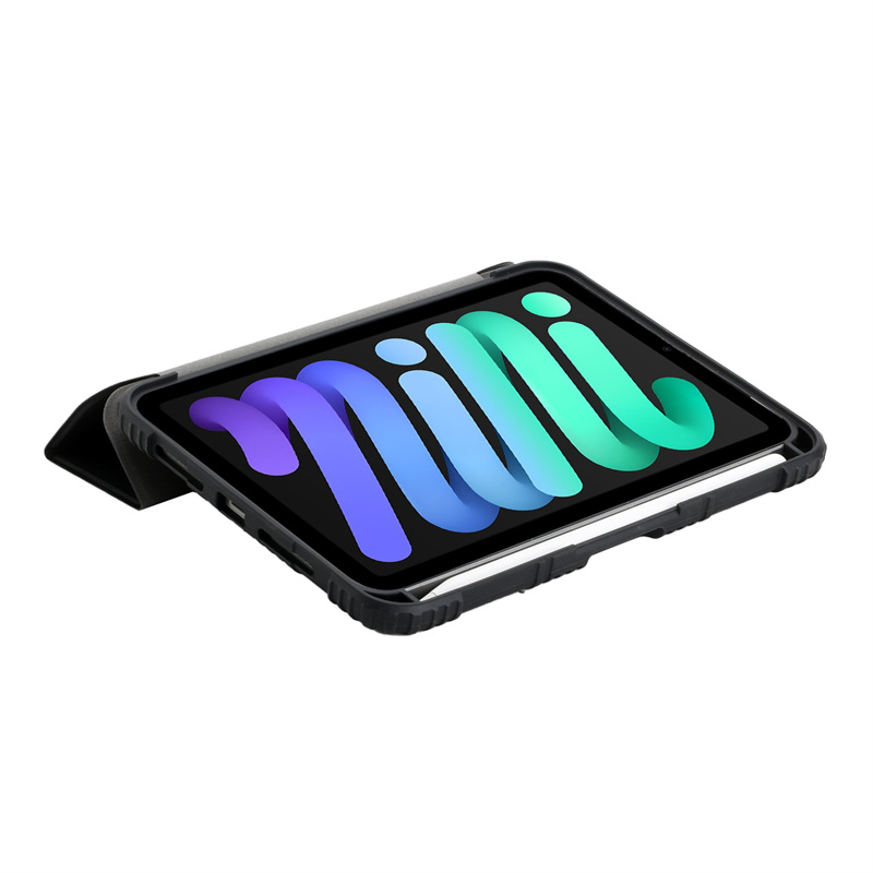 for iPad Mini 6 Case 8.3 Inch, Laudtec Transparent PC+TPU Flip Leather Shockproof Tablet Covers Case for iPad Mini 6 Cover factory